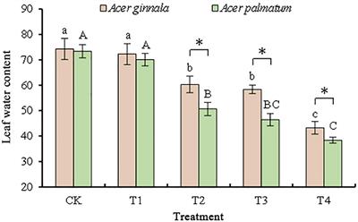 Physiological effects of combined NaCl and NaHCO3 stress on the seedlings of two maple species